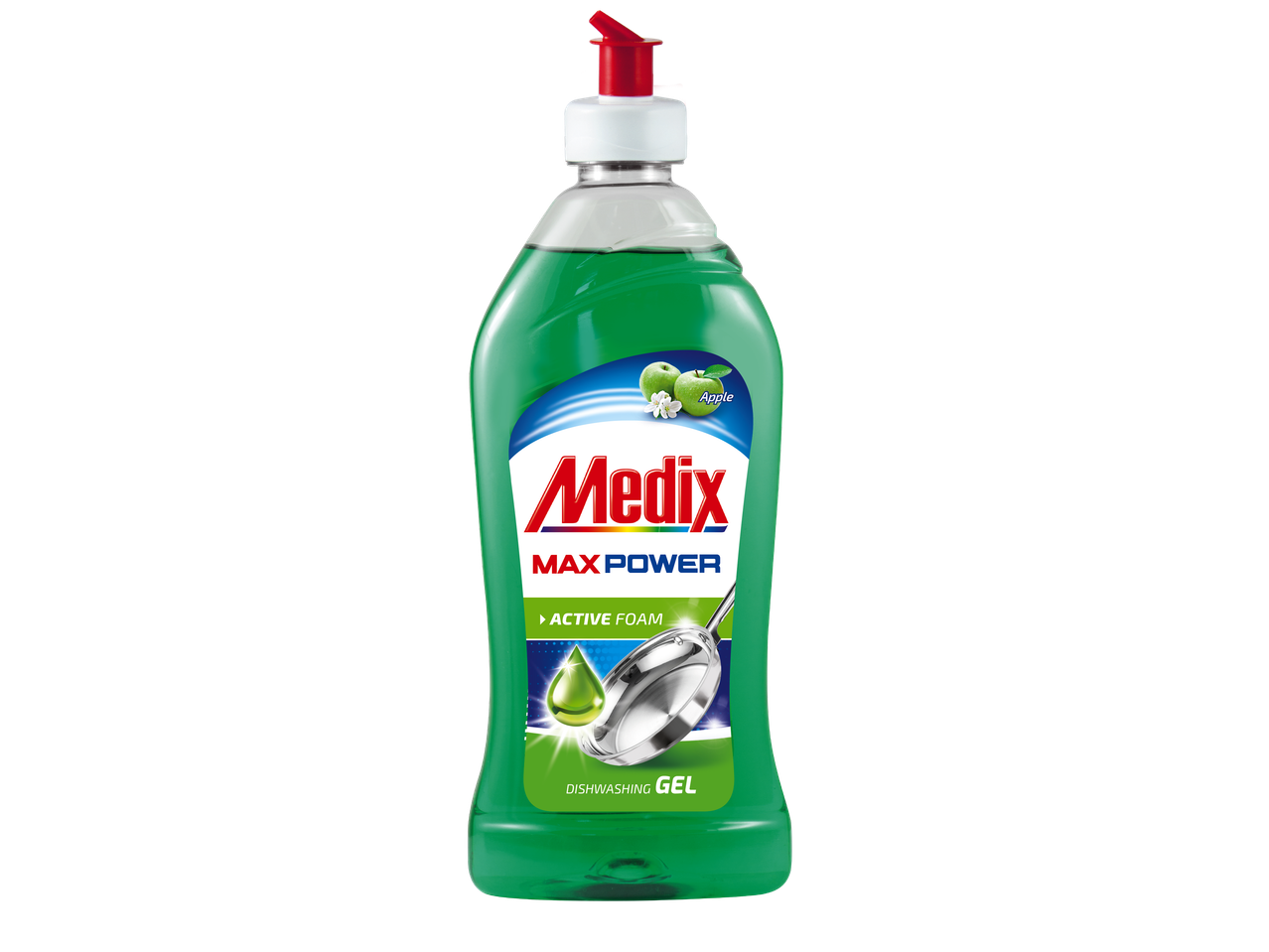 Гел за съдове Medix Max Power с аромат на ябълка в бутилка