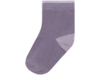 A single lavender-colored ankle sock is shown against a black background.