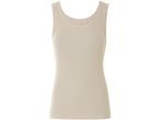 A beige ribbed tank top.