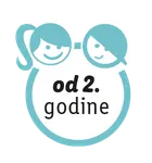 Pečat s natpisom 'od 2. godine' i ilustracijama dječaka i djevojčice.