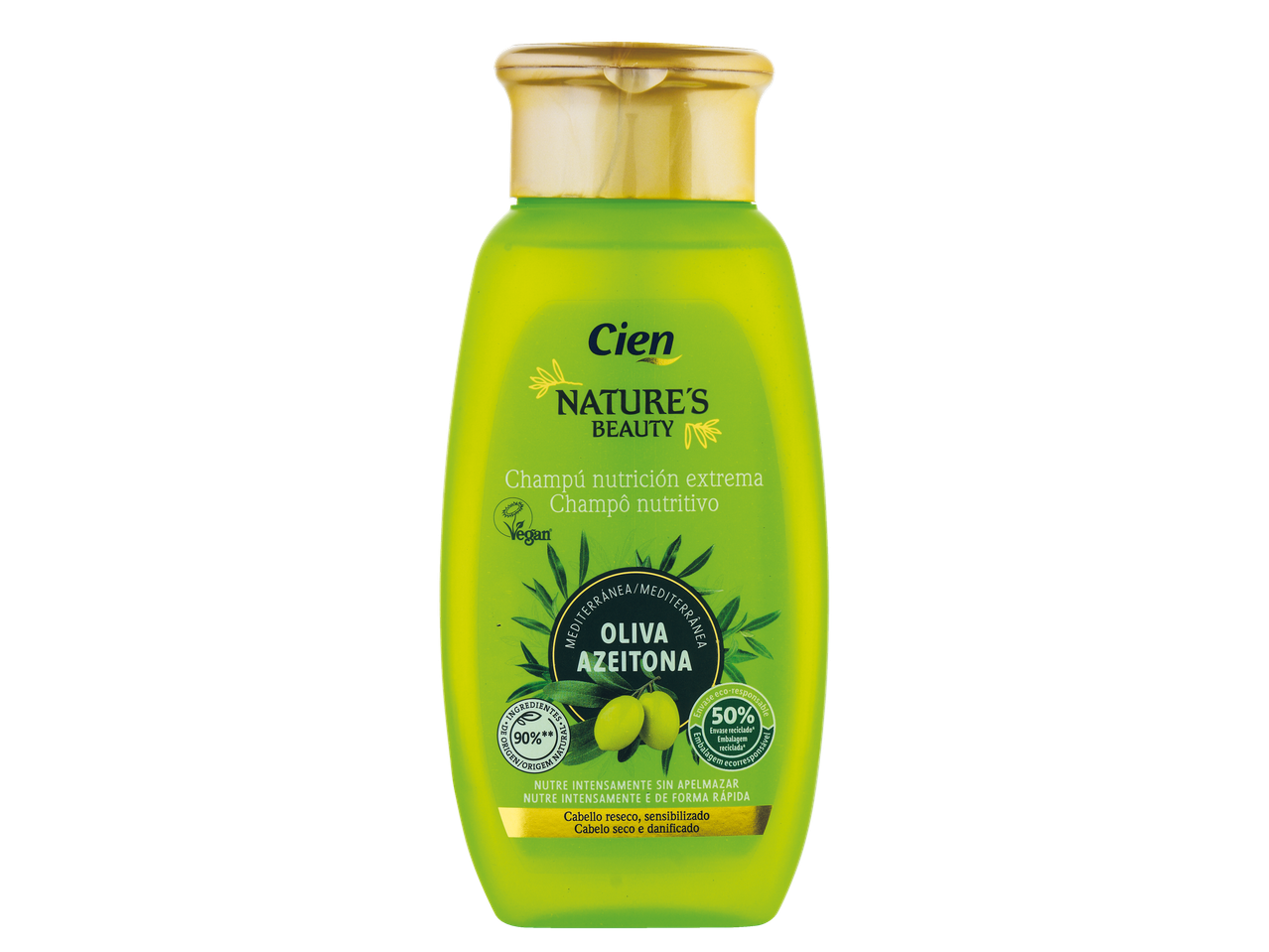 Cien Nature's Beauty shampoo de óleo de oliva para cabelo seco.