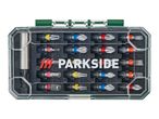 PARKSIDE screwdriver bit set in a clear plastic case with various colored bits