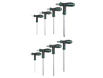 Set de chei hexagonale Parkside cu mâner în T, în diverse mărimi, cu capete sferice.
