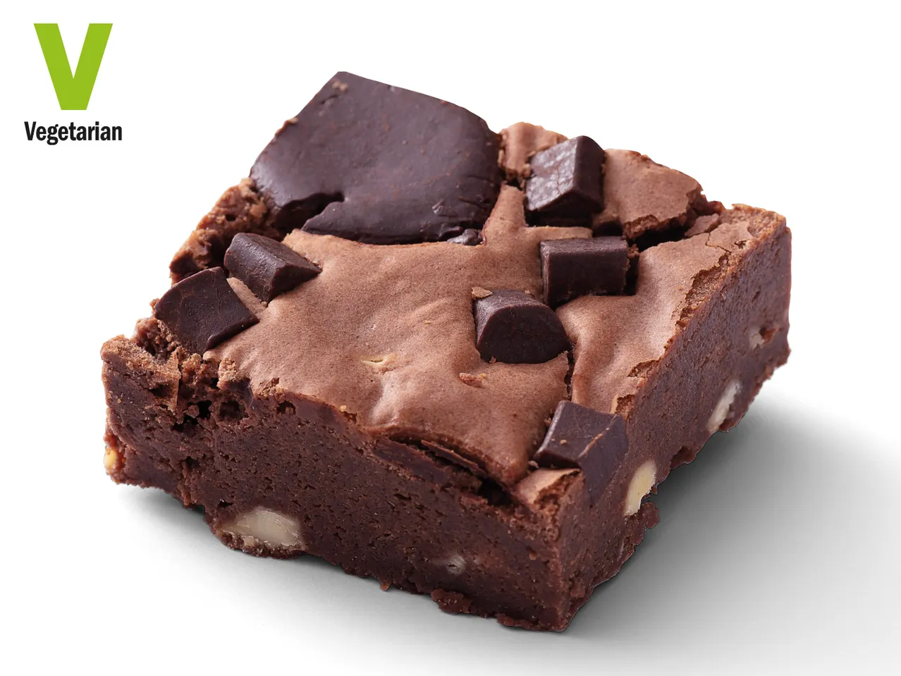 Vegetarian brownie with chocolate chunks.