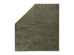 Olive green quilted velvet bedspread with a folded corner