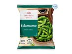 Frozen Japanese style edamame with shell, 400g, with cooking instructions.
