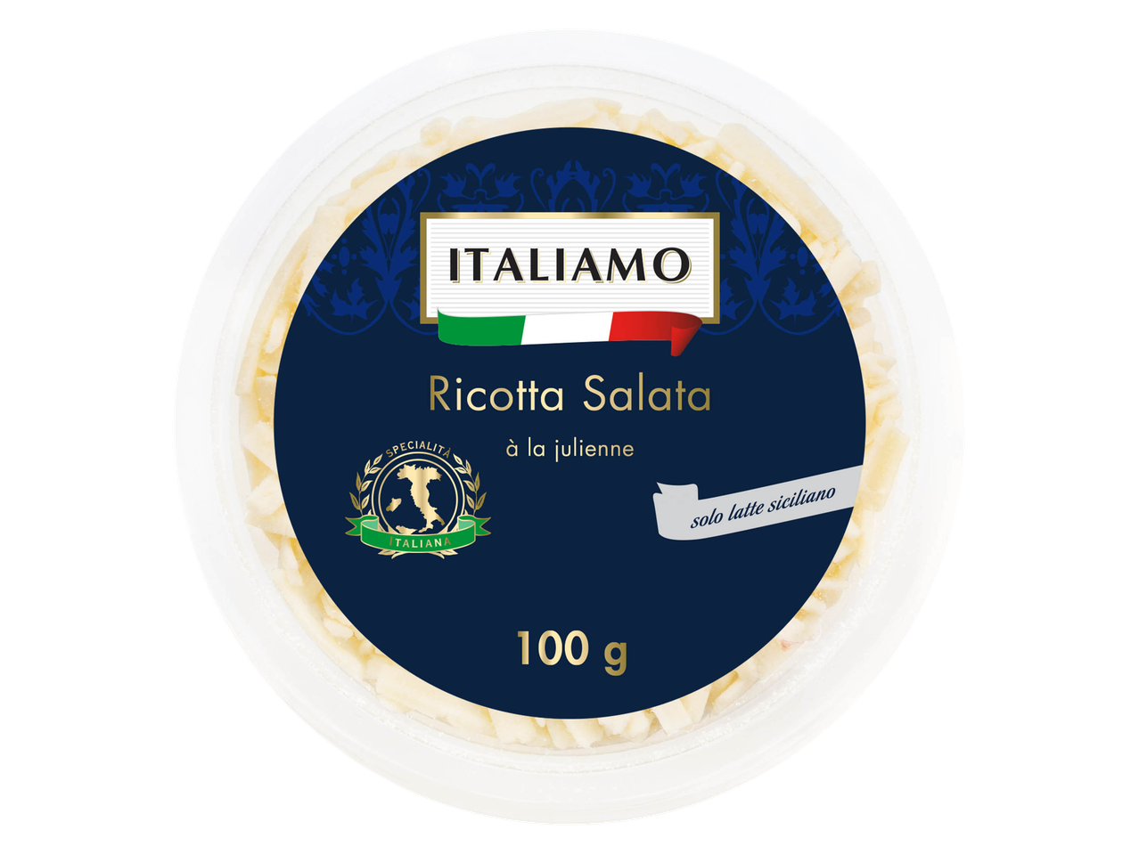 Confezione da 100g di Ricotta Salata Italiano.