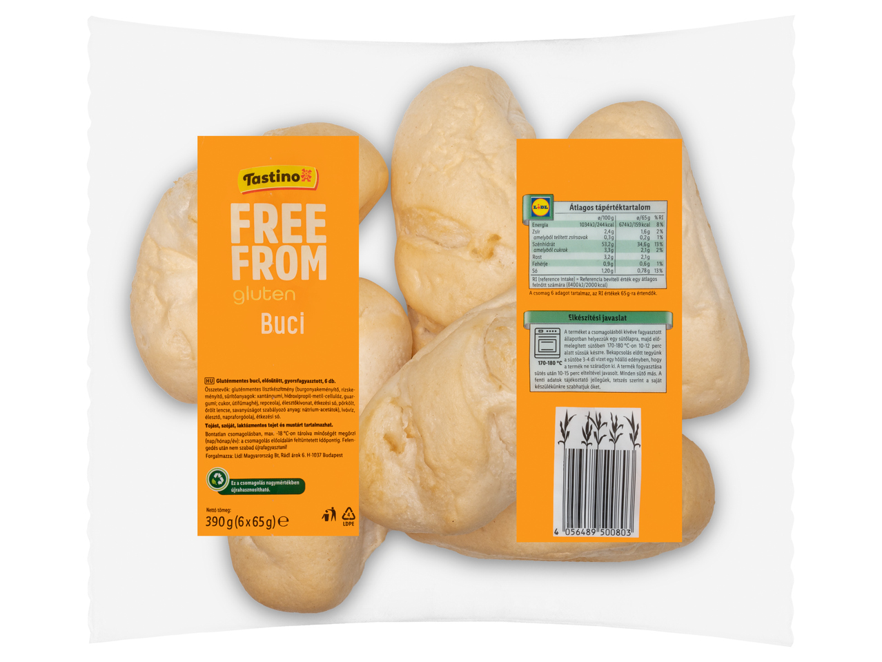 Tastino gluténmentes buci: 6 darabos csomag.