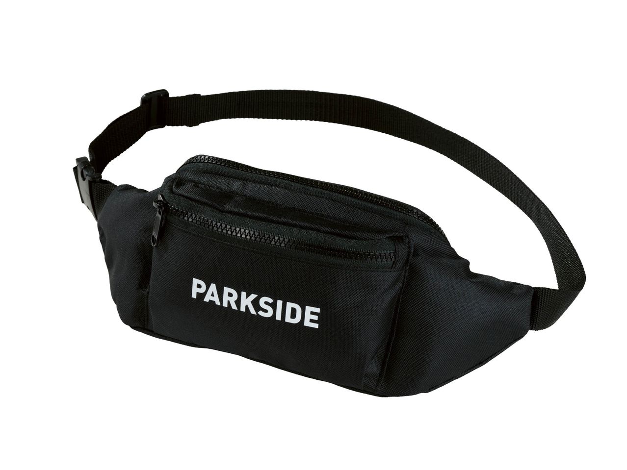 Black Parkside fanny pack with a zipper and adjustable strap