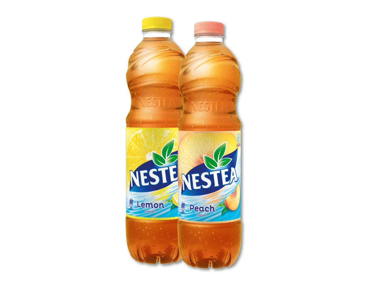 Divi Nestea pudeļu dzērieni: citronu un persiku.