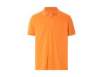 En orange polo-skjorte med hvid kant på kraven.
