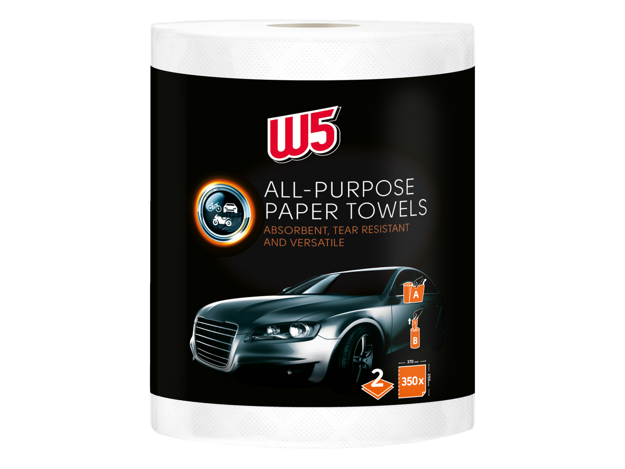 W5 universele papieren handdoeken: absorberend en sterk.