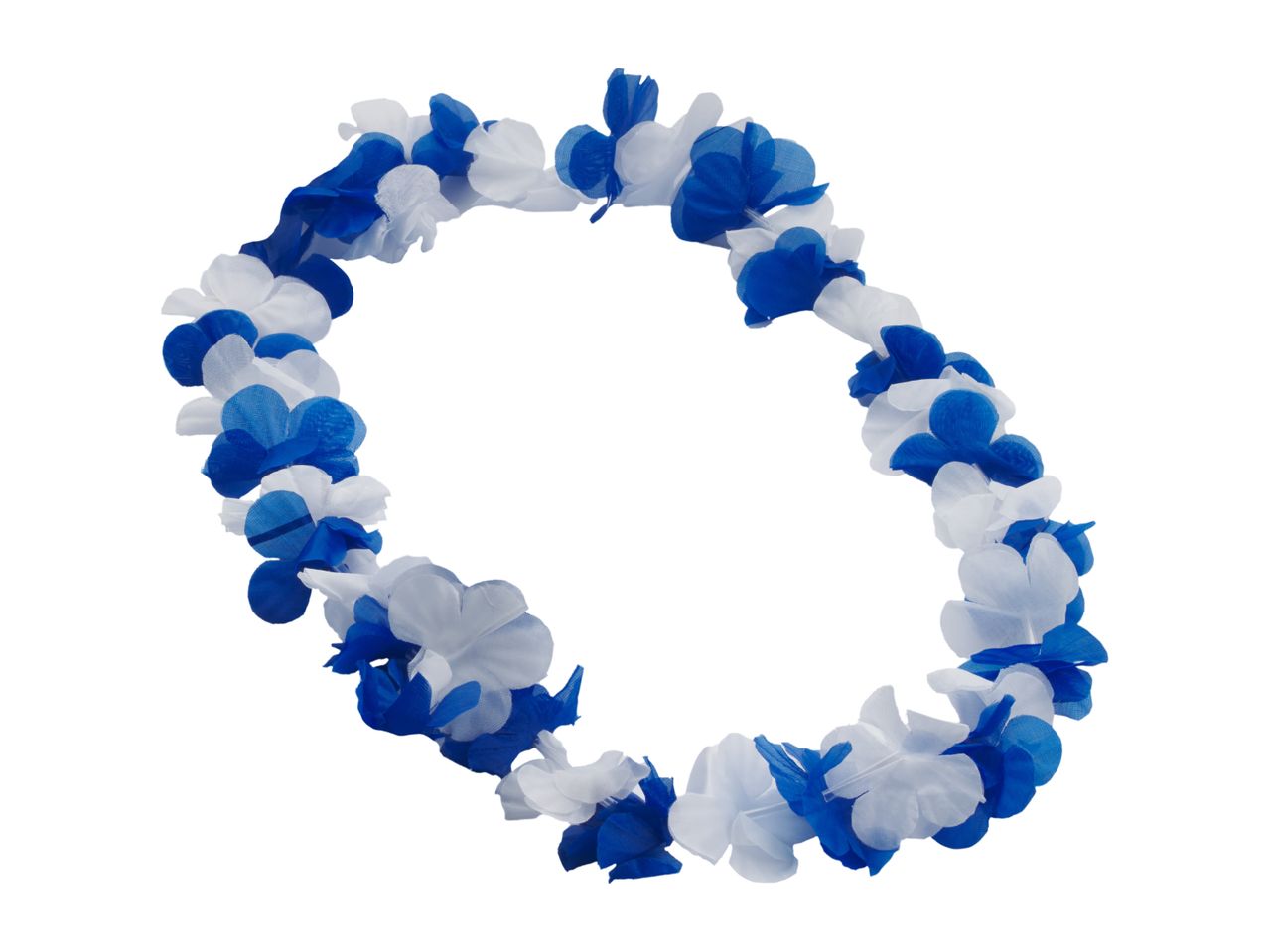 Blue and white flower lei