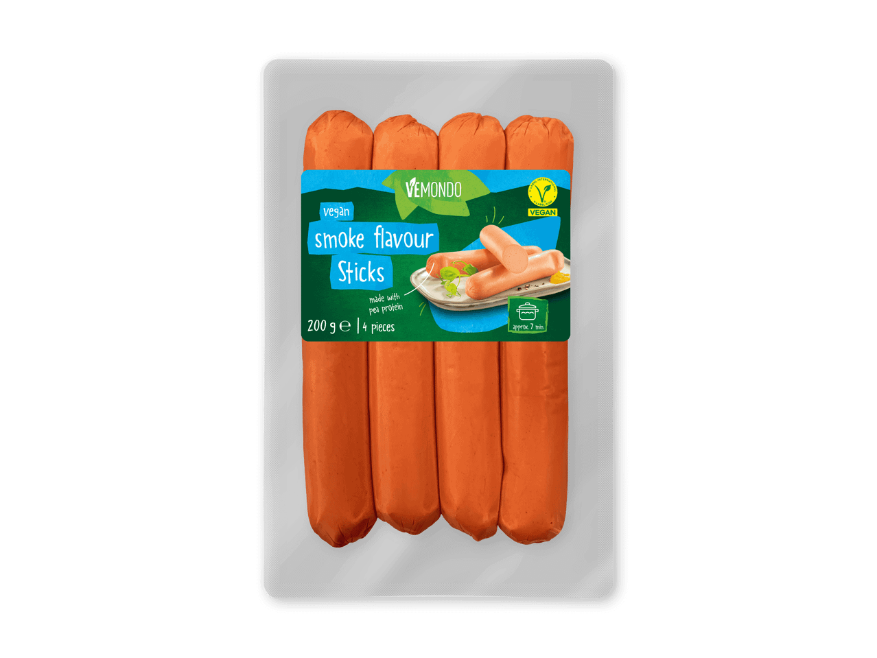 Veganske røgsmagsstænger lavet med ærteprotein, 200g, 4 stk.