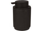 LIVARNO HOME® donkergrijze keramische zeepdispenser met geribbelde textuur