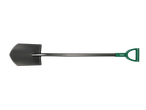 Parkside® garden shovel with green D-handle.