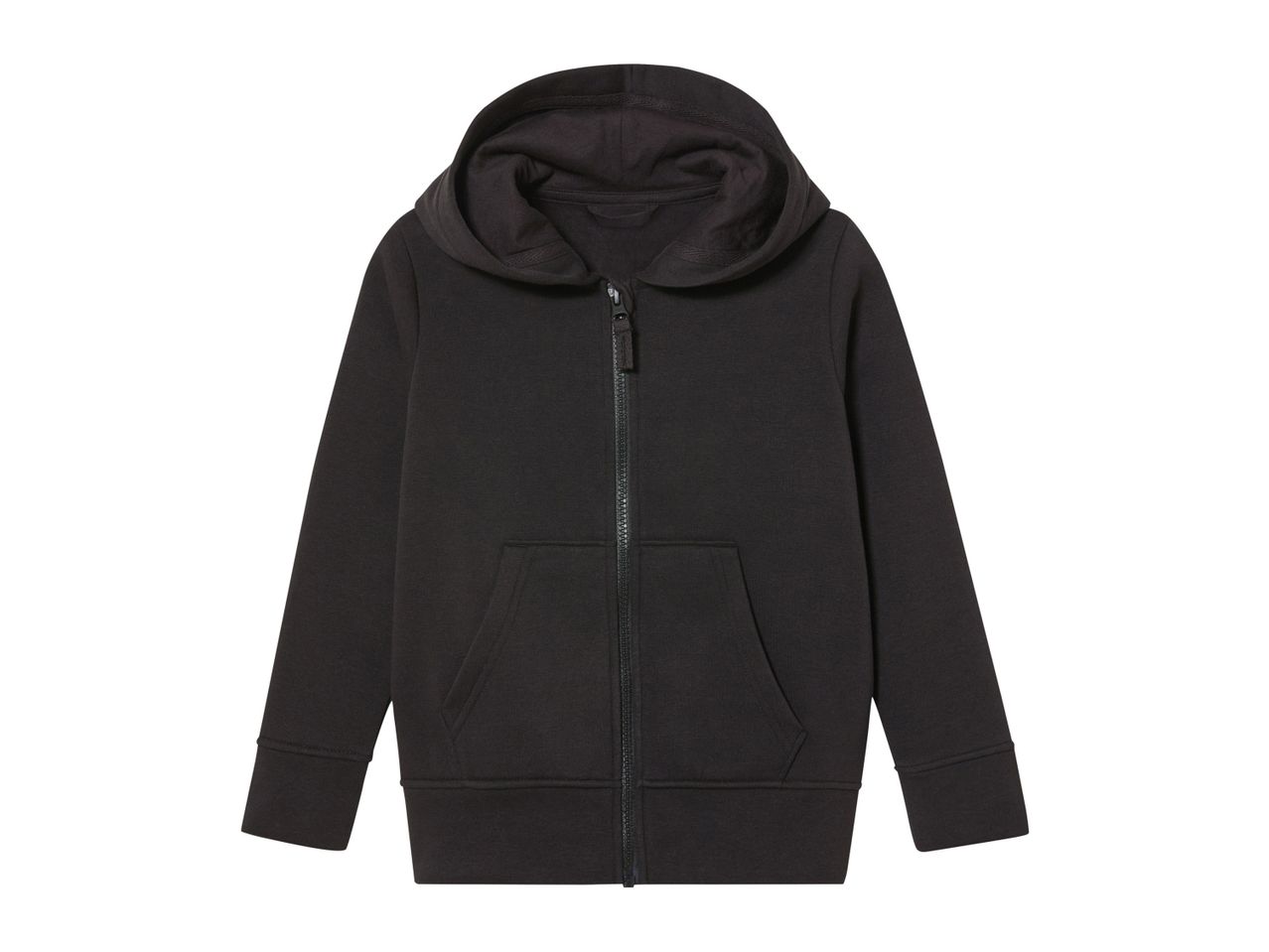 Black kids' zip-up hoodie.