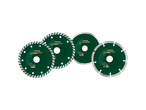 Four Parkside diamond cutting discs for angle grinders, two with turbo segments and two with segmented rims.