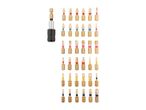 A set of screwdriver bits and a magnetic bit holder, including various sizes and types like PZ2, H4, T20, and T25.