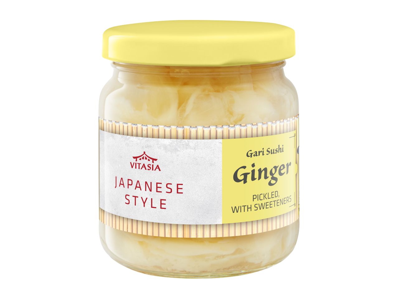 Jar of Japanese style pickled ginger with sweeteners