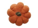 Orange pumpkin-shaped pillow with a dark green stem