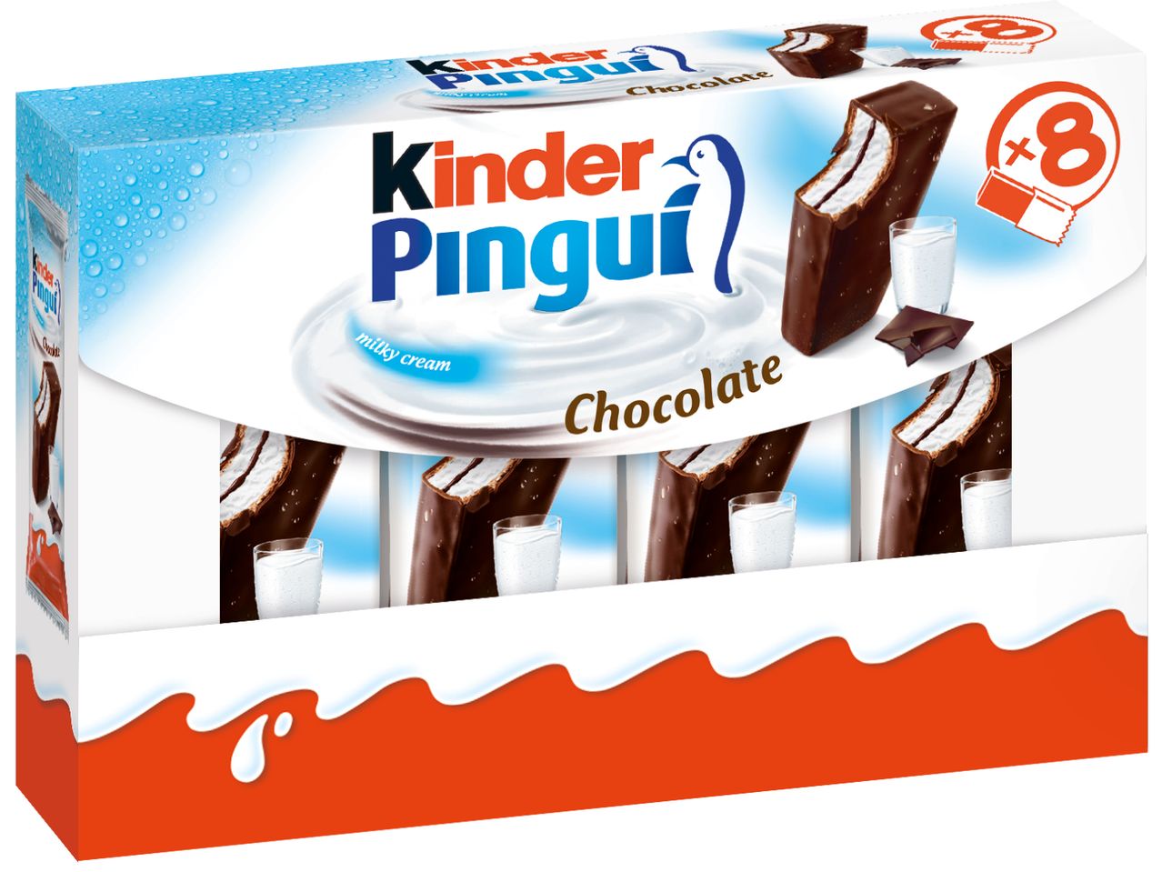 Опаковка Kinder Pingui шоколадови блокчета с млечен крем.