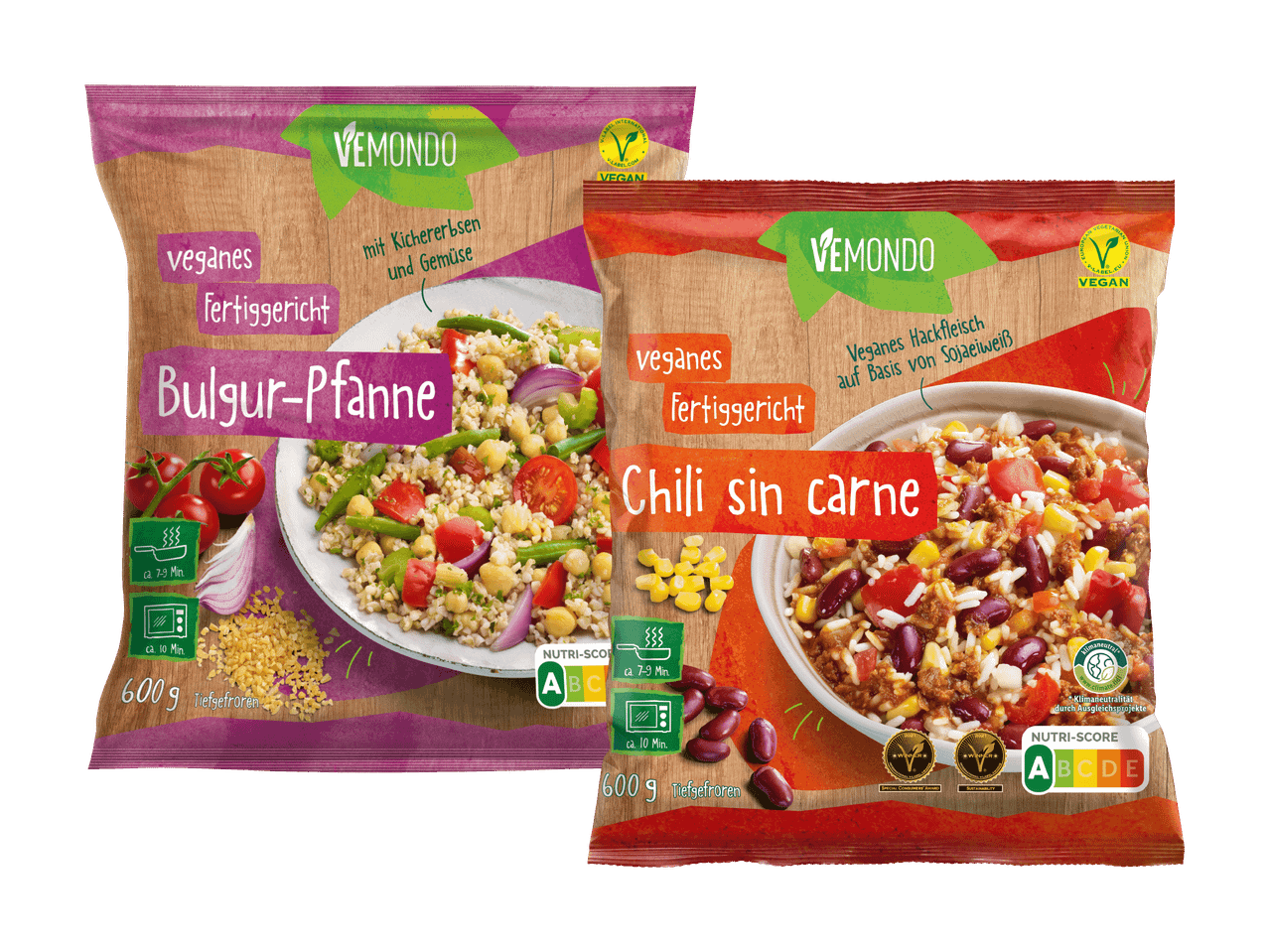 Bonduelle Bio-Fertiggerichte: Bulgur-Pfanne und Chili sin Carne.