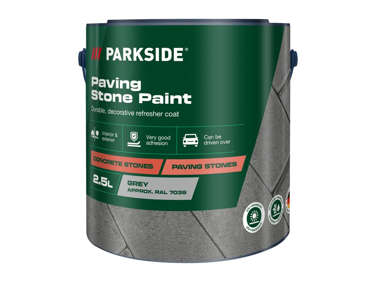 Paving stone paint in grey, 2.5L, suitable for interior and exterior, UV and weather-resistant.