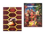 To Toms julekalendere, den ene med et chokoladekaramelstykke og den anden med tegneseriefigurer.