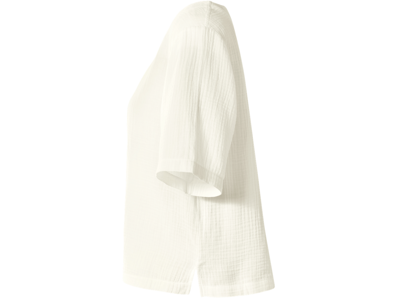 T-shirt de musselina ESMARA para mulher, cor creme, manga curta e gola redonda.