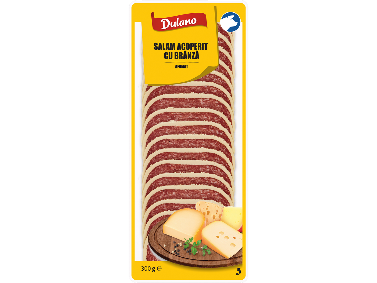 Salam Dulano acoperit cu brânză, afumat, 300g
