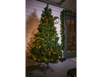 LIVARNO home 580 LED Galaxy String Lights on a Christmas tree and garland outdoors.