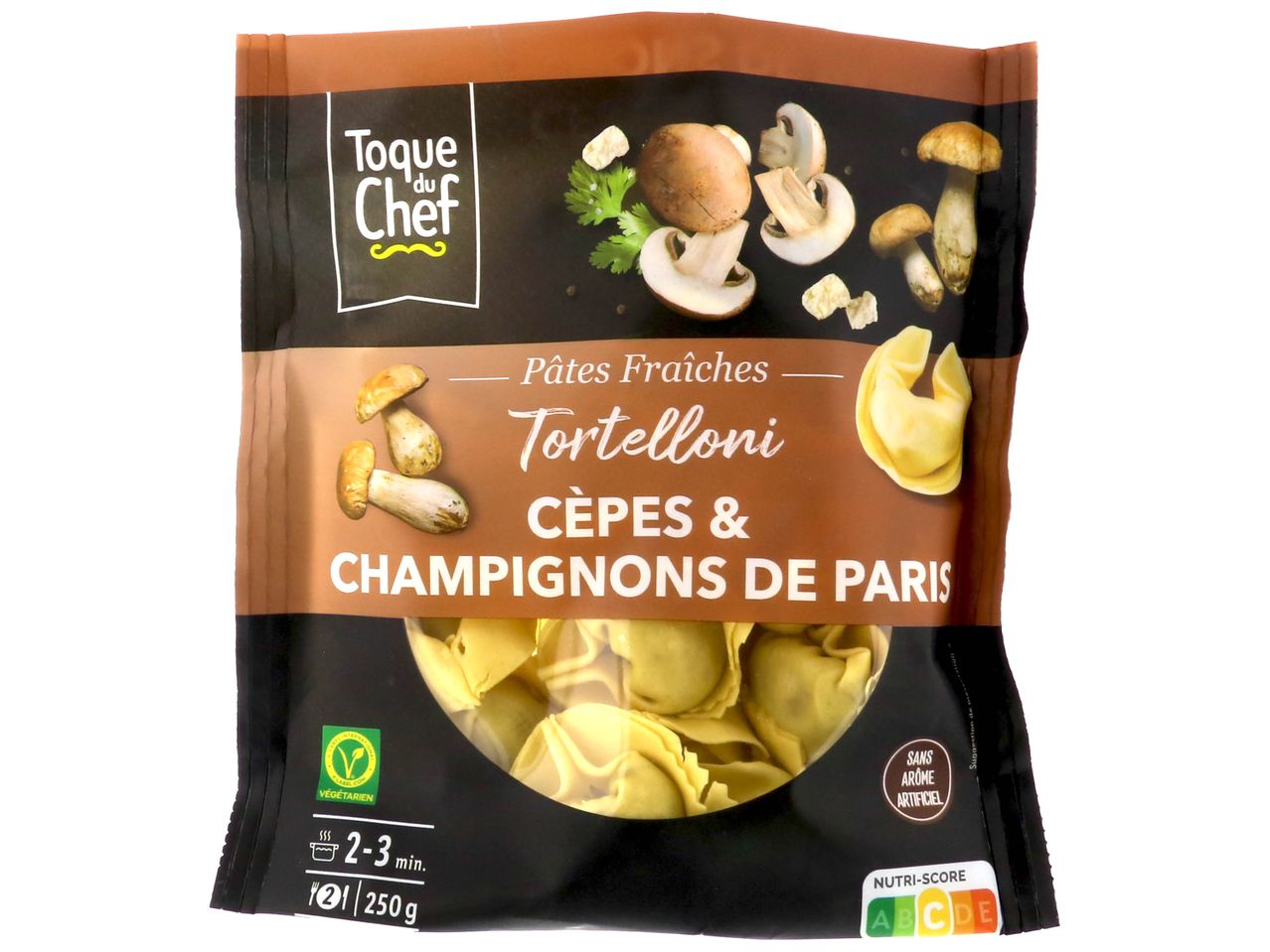 Tortellinis aux cèpes et champignons de Paris, marque 'Tout Chef'.