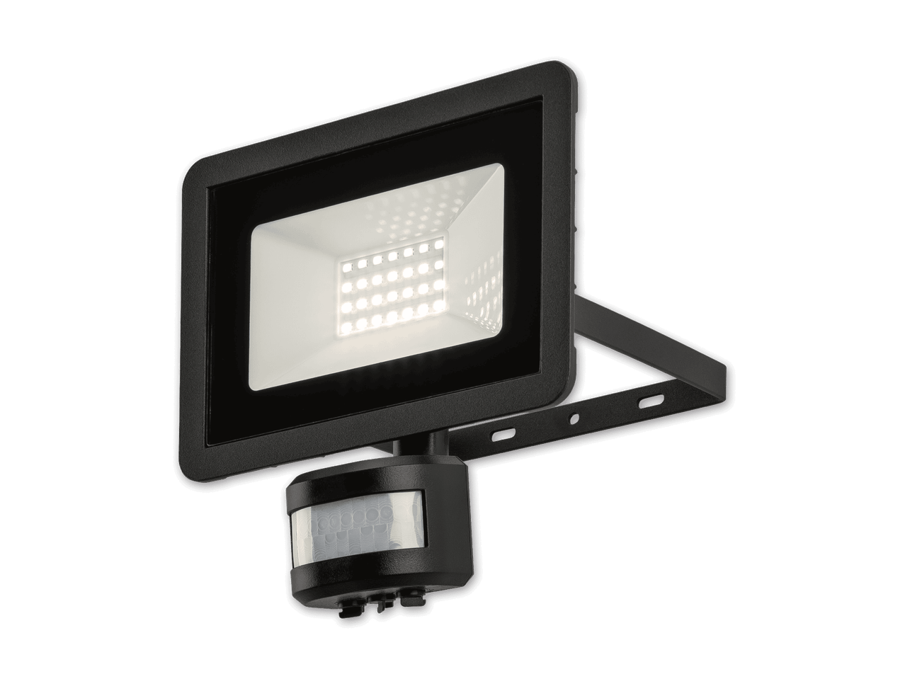 Schwarzer LED-Fluter mit Bewegungsmelder