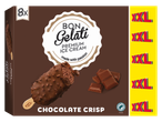 Embalagem de 8 picolés Bon Gelati XXL sabor Chocolate Crisp.