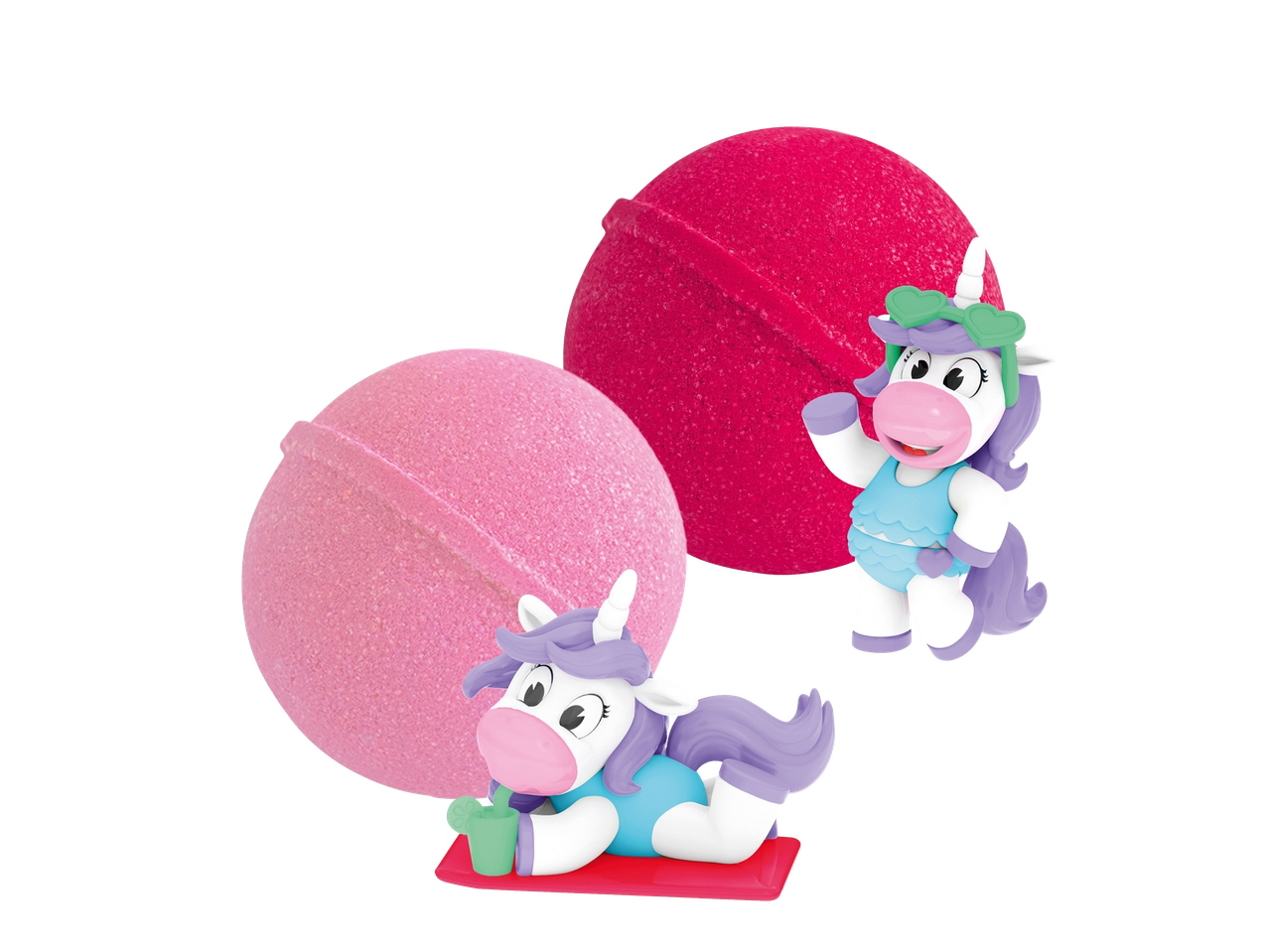 Craze vannipommid suvise teemaga ükssarviku figuuridega.