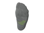 Grey sock with green stripes on the sole