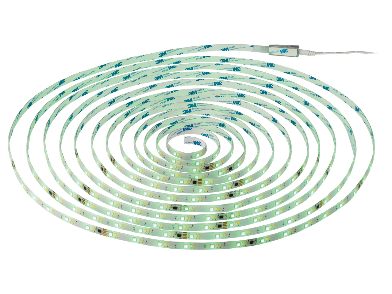 LIVARNO LED-riba 3M kleeplindiga, spiraalselt kokku keritud.