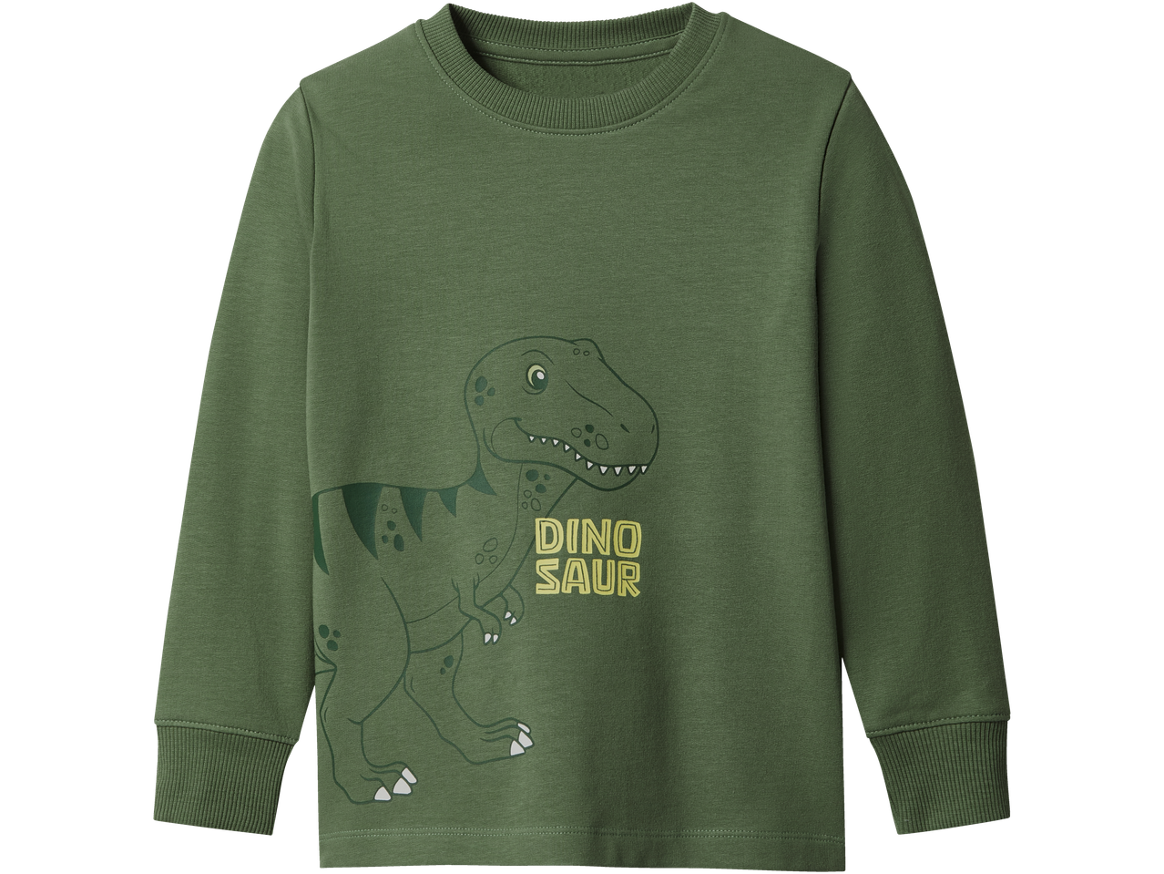 LUPILU pikkade varrukatega termopluus oliivrohelises toonis dinosaurusprindiga