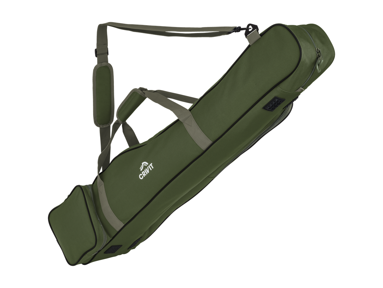 Zaļa Crivit pārnēsāšanas soma makšķerēšanas vai medību aprīkojumam.