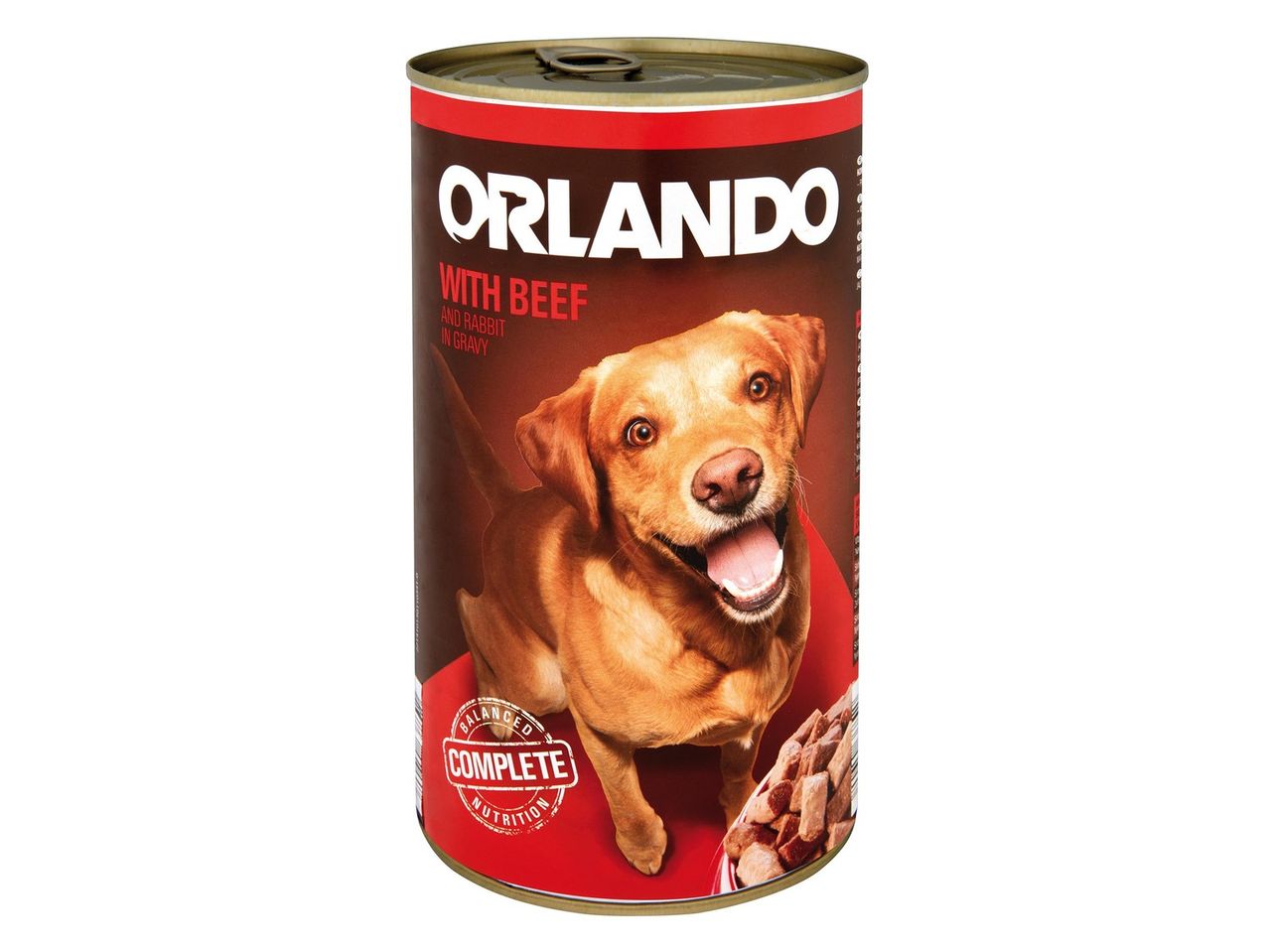 Orlando: Konzerv kutyatáp marha- és nyúlhússal.