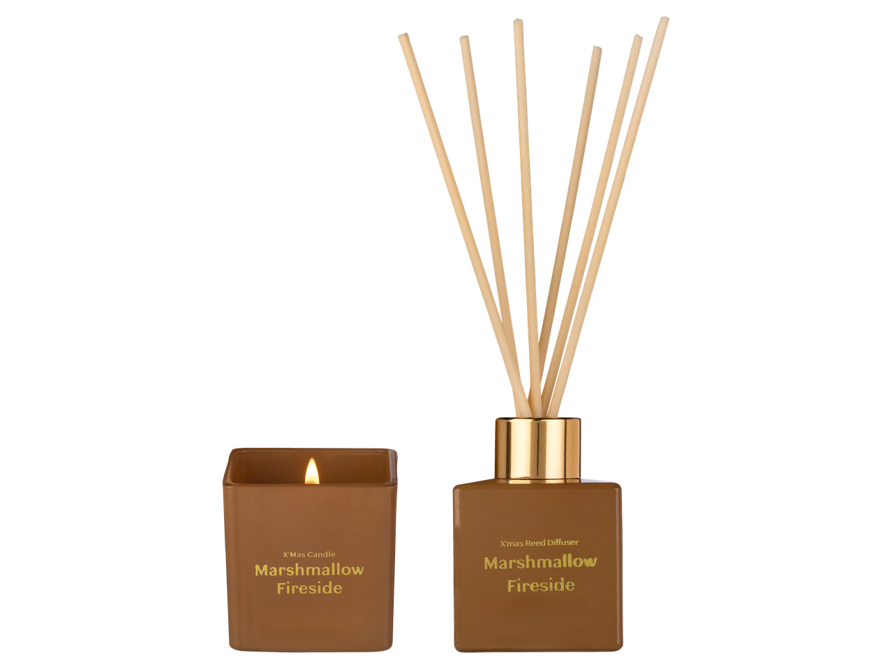 LIVARNO home Marshmallow Fireside lõhnaküünal ja aroomidifuusori komplekt.