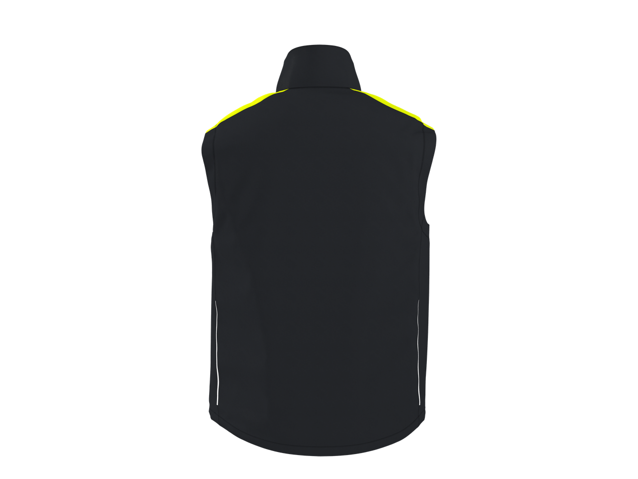 Colete de trabalho masculino PARKSIDE PERFORMANCE, preto com detalhes amarelos e brancos, vista traseira