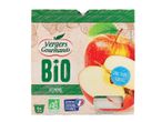 Compotes de pommes Vergers Gourmands Bio, sans sucres ajoutés, 4 x 100g.