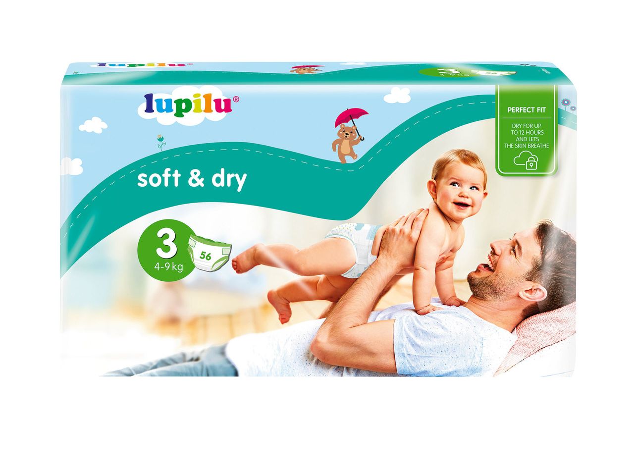 Lupilu soft & dry vystyklai, dydis 3 (4-9 kg): 56 vystyklai.