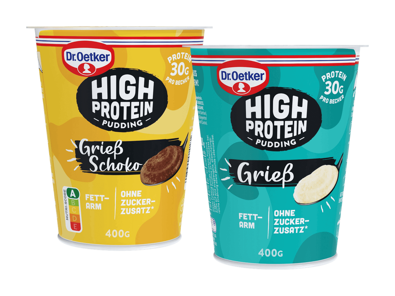 Dr. Oetker High Protein Pudding Grieß Schoko und Grieß