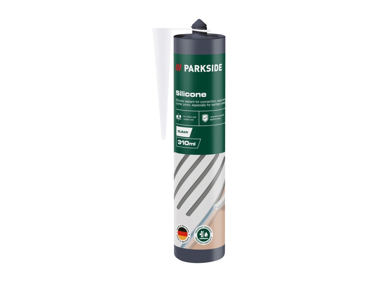Clear silicone sealant for indoor and outdoor use, 310ml.
