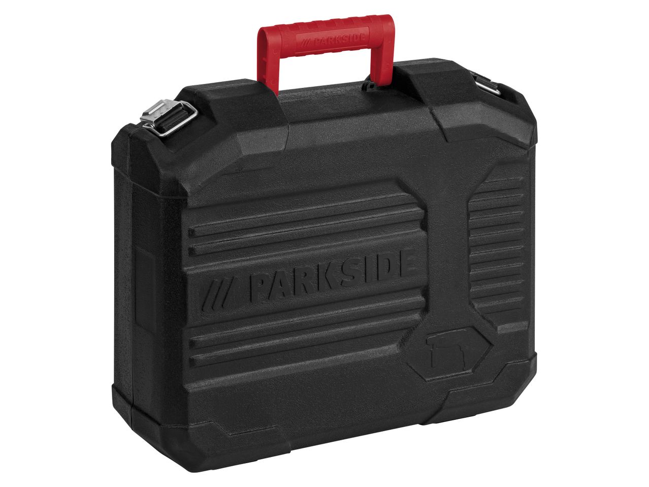 Black tool case with a red handle and the brand name 'PARKSIDE'.