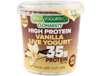 Clonakilty vanilla live yogurt: high protein (35g), 0% fat.