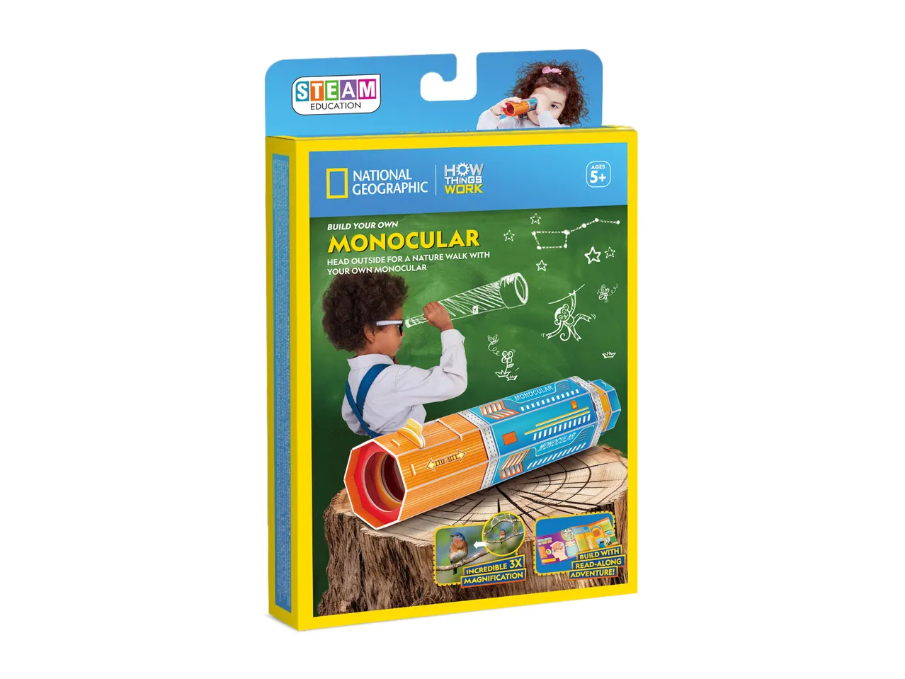 Build Your Own Monocular kit for ages 5+, with 3x magnification and a read-along adventure.